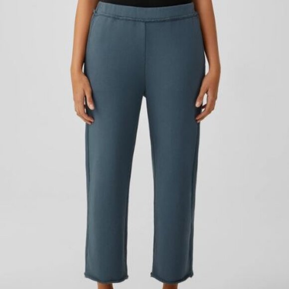 *NWT* EILEEN FISHER ORGANIC COTTON FRENCH TERRY STRAIGHT PANT_EUCALYPTUS_L_$178 - Picture 2 of 4